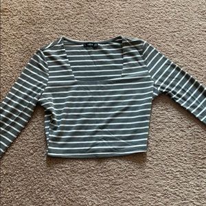 Long Sleeve Striped Crop Top